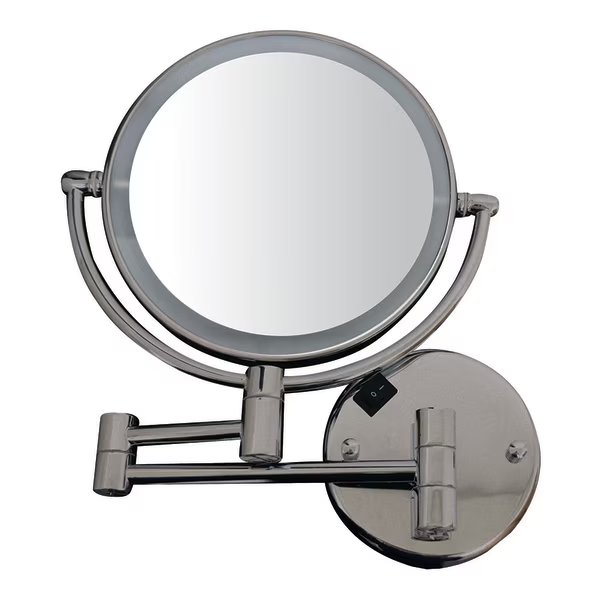 Round Wall Mount Dual Led 7X Magnified Mirror, Brushed Nickel, Whitehaus, Mfr#: WHMR912-BN
